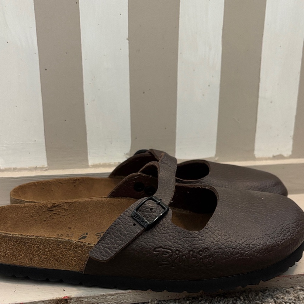 Brown Leather Mules by Birkenstock